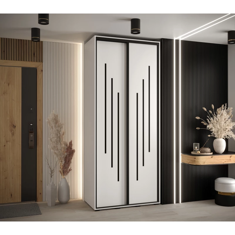 Šatní skříň YVONA 8 - 100/45 cm, bílá / černá