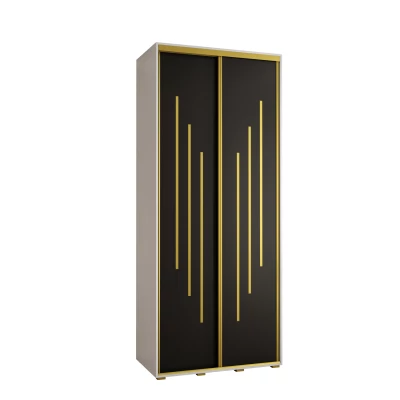 Šatní skříň YVONA 8 - 110/45 cm, bílá / černá / zlatá