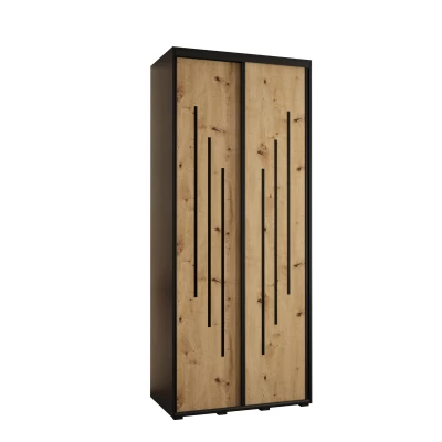 Šatní skříň YVONA 8 - 120/45 cm, černá / dub artisan / černá