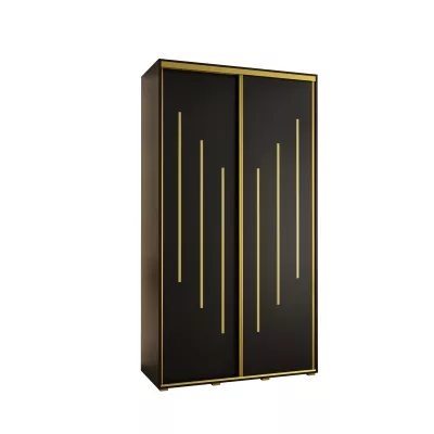 Šatní skříň YVONA 8 - 140/45 cm, černá / zlatá