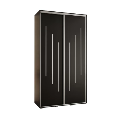 Šatní skříň YVONA 8 - 140/45 cm, černá / stříbrná