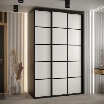 Šatní skříň YVONA 4 - 160/60 cm, černá / bílá / černá