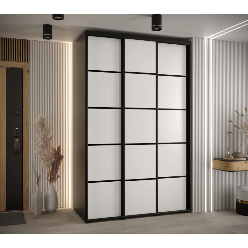 Šatní skříň YVONA 4 - 160/60 cm, černá / bílá / černá