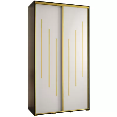Šatní skříň YVONA 8 - 140/45 cm, černá / bílá / zlatá
