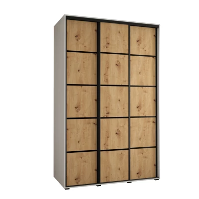 Šatní skříň YVONA 4 - 160/60 cm, bílá / dub artisan / černá