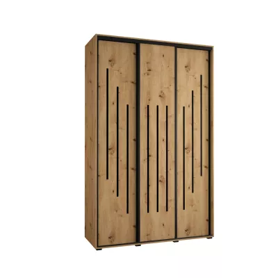 Šatní skříň YVONA 8 - 150/45 cm, dub artisan / černá