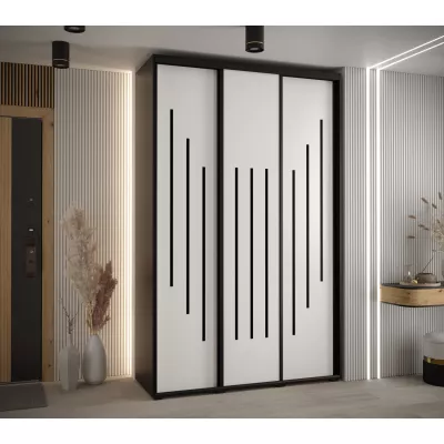 Šatní skříň YVONA 8 - 150/45 cm, černá / bílá / černá