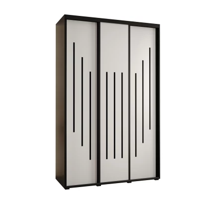 Šatní skříň YVONA 8 - 150/45 cm, černá / bílá / černá