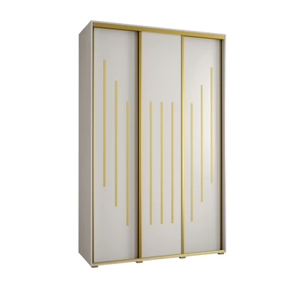 Šatní skříň YVONA 8 - 150/45 cm, bílá / zlatá