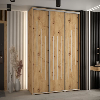 Šatní skříň YVONA 8 - 160/45 cm, dub artisan / stříbrná