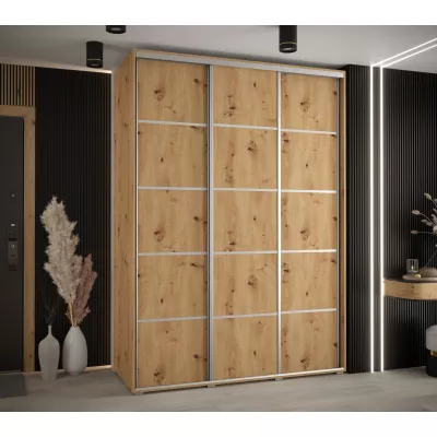 Šatní skříň YVONA 4 - 170/60 cm, dub artisan / stříbrná