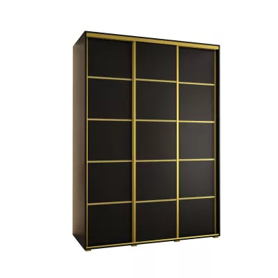 Šatní skříň YVONA 4 - 170/60 cm, černá / zlatá