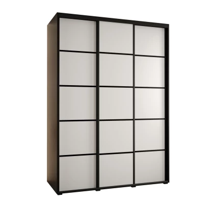 Šatní skříň YVONA 4 - 170/60 cm, černá / bílá / černá