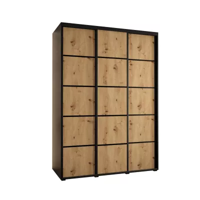 Šatní skříň YVONA 4 - 170/60 cm, černá / dub artisan / černá