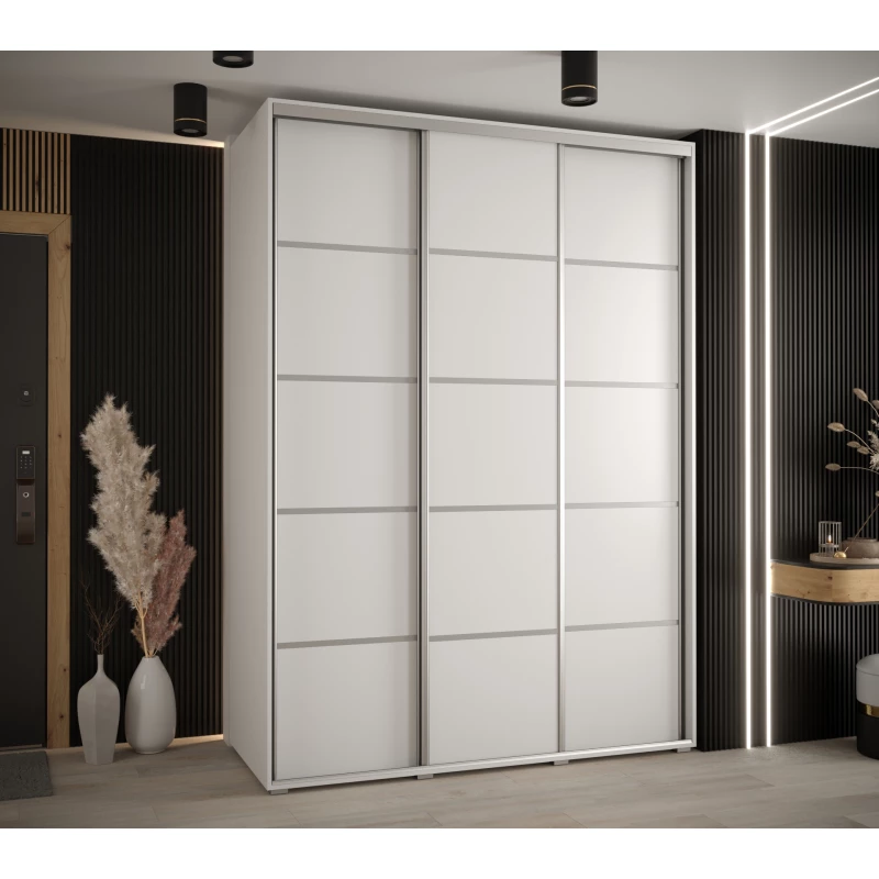 Šatní skříň YVONA 4 - 170/60 cm, bílá / stříbrná