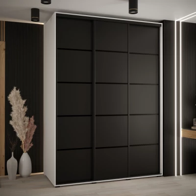 Šatní skříň YVONA 4 - 170/60 cm, bílá / černá / černá