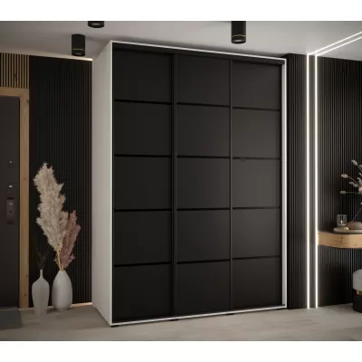 Šatní skříň YVONA 4 - 170/60 cm, bílá / černá / černá