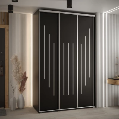 Šatní skříň YVONA 8 - 160/45 cm, černá / stříbrná