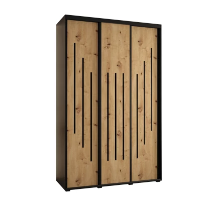 Šatní skříň YVONA 8 - 160/45 cm, černá / dub artisan / černá