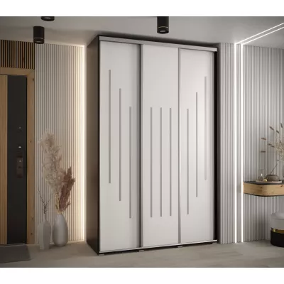 Šatní skříň YVONA 8 - 160/45 cm, černá / bílá / stříbrná