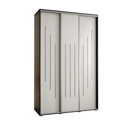 Šatní skříň YVONA 8 - 160/45 cm, černá / bílá / stříbrná