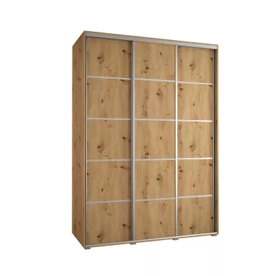 Šatní skříň YVONA 4 - 180/60 cm, dub artisan / stříbrná