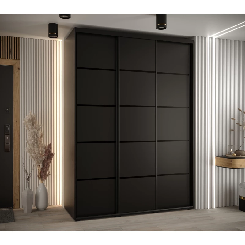 Šatní skříň YVONA 4 - 180/60 cm, černá / černá