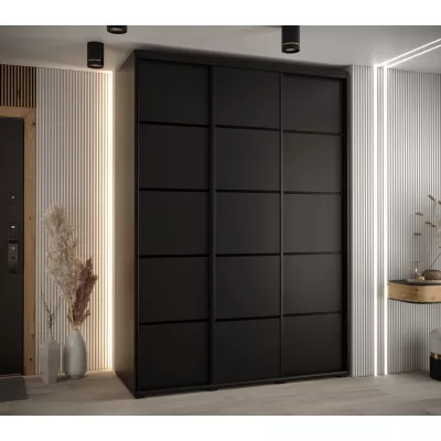 Šatní skříň YVONA 4 - 180/60 cm, černá / černá