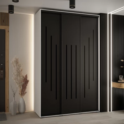 Šatní skříň YVONA 8 - 160/45 cm, bílá / černá / černá