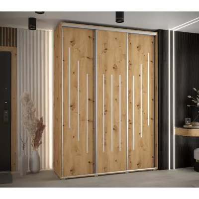 Šatní skříň YVONA 8 - 170/45 cm, dub artisan / stříbrná