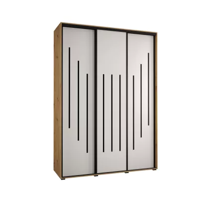 Šatní skříň YVONA 8 - 170/45 cm, dub artisan / bílá / černá
