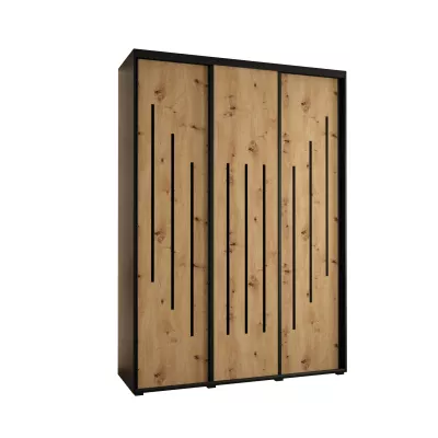 Šatní skříň YVONA 8 - 170/45 cm, černá / dub artisan / černá