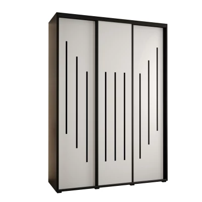 Šatní skříň YVONA 8 - 170/45 cm, černá / bílá / černá