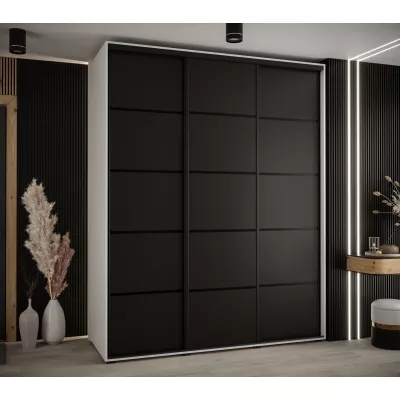Šatní skříň YVONA 4 - 190/60 cm, bílá / černá / černá