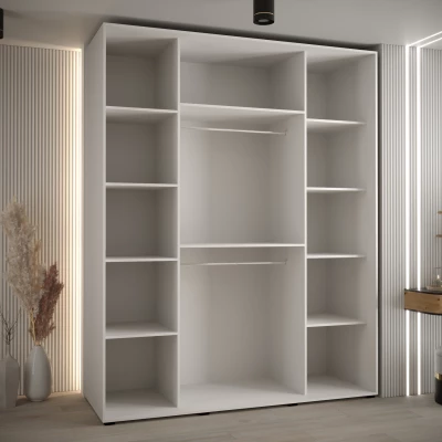 Šatní skříň YVONA 4 - 190/60 cm, bílá / stříbrná