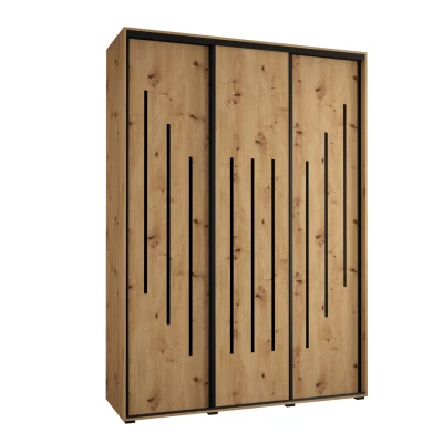 Šatní skříň YVONA 8 - 180/45 cm, dub artisan / černá