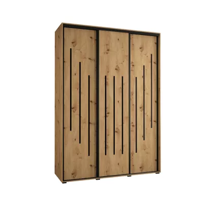 Šatní skříň YVONA 8 - 180/45 cm, dub artisan / černá