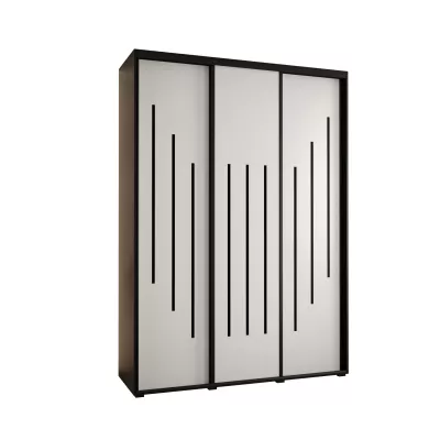 Šatní skříň YVONA 8 - 180/45 cm, černá / bílá / černá