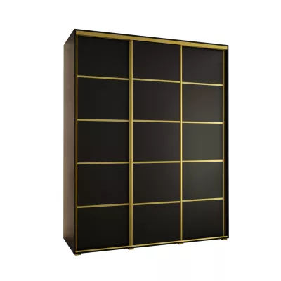 Šatní skříň YVONA 4 - 200/60 cm, černá / zlatá