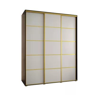 Šatní skříň YVONA 4 - 200/60 cm, černá / bílá / zlatá