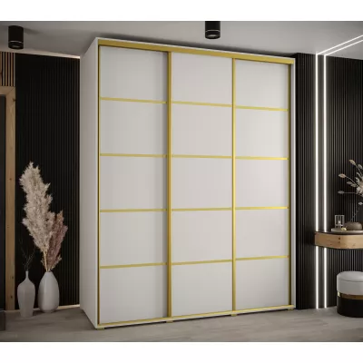 Šatní skříň YVONA 4 - 200/60 cm, bílá / zlatá