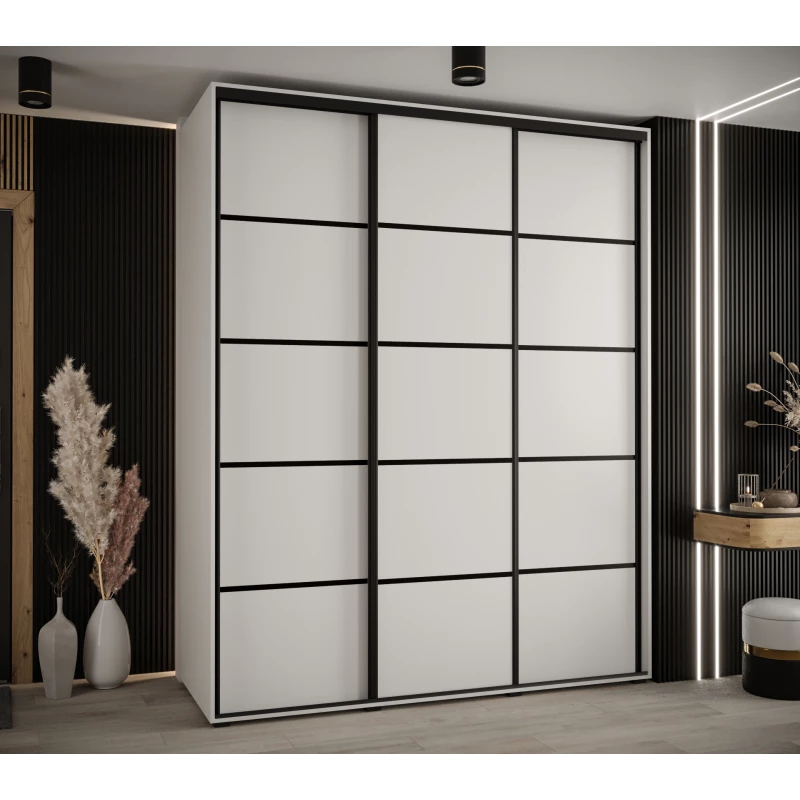 Šatní skříň YVONA 4 - 200/60 cm, bílá / černá