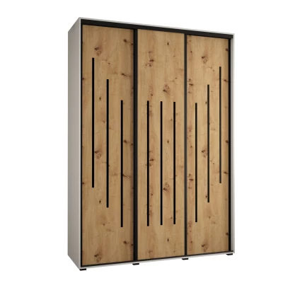Šatní skříň YVONA 8 - 180/45 cm, bílá / dub artisan / černá
