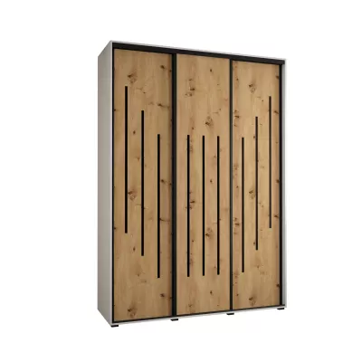 Šatní skříň YVONA 8 - 180/45 cm, bílá / dub artisan / černá