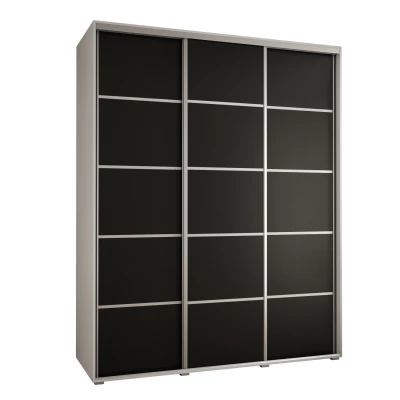 Šatní skříň YVONA 4 - 200/60 cm, bílá / černá / stříbrná