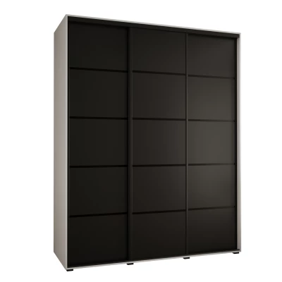 Šatní skříň YVONA 4 - 200/60 cm, bílá / černá / černá