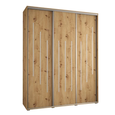 Šatní skříň YVONA 8 - 190/45 cm, dub artisan / stříbrná
