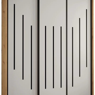 Šatní skříň YVONA 8 - 190/45 cm, dub artisan / bílá / černá