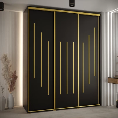 Šatní skříň YVONA 8 - 190/45 cm, černá / zlatá