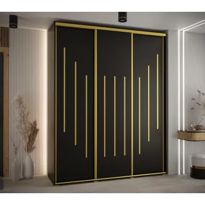 Šatní skříň YVONA 8 - 190/45 cm, černá / zlatá